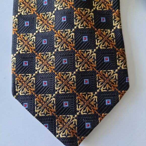 Robert Talbott Best of Class Black Gold Multi Extra Long Textured Tie One Size - Picture 9 of 10